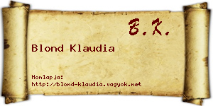 Blond Klaudia névjegykártya